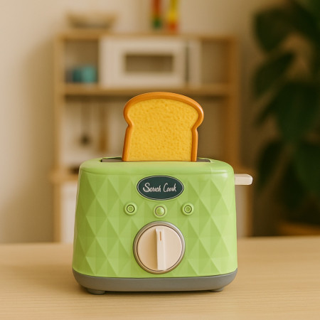 Jouet Grille-Pain Sonore, Fonctionnel comme un Vrai, Avec 2 Toasts, À Piles, Dès 3 Ans