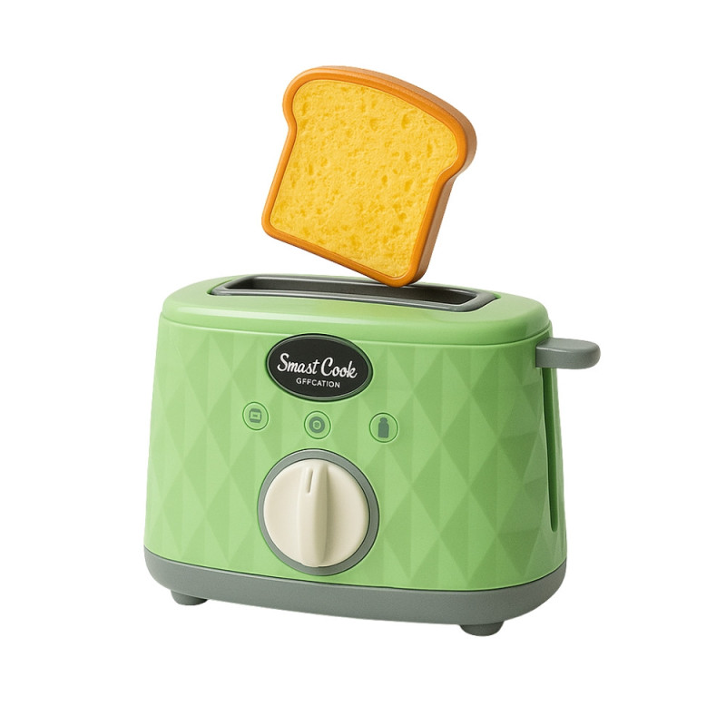 Jouet Grille-Pain Sonore, Fonctionnel comme un Vrai, Avec 2 Toasts, À Piles, Dès 3 Ans