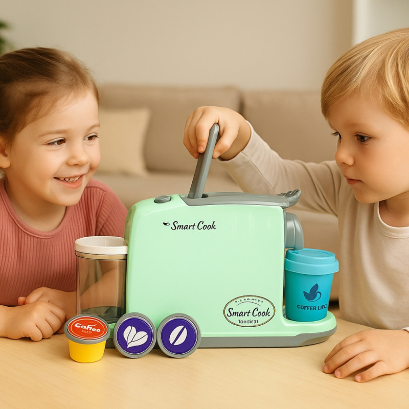 Jouet Air Fryer Sonore et Lumineux, 4 Boutons de Cuisson, Aliments qui Changent de Couleur, À Piles, Dès 3 Ans