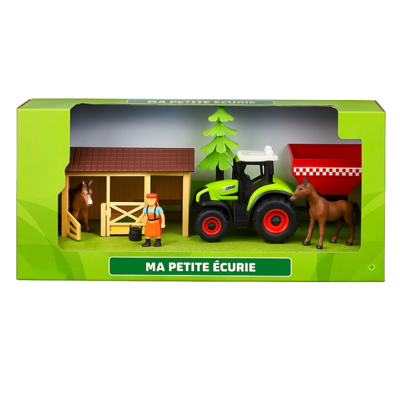 Jouet Ma Petite Écurie 7 Pièces avec Fermier, Chevaux et Tracteur Sonore et Lumineux, Piles Incluses, Dès 3 Ans