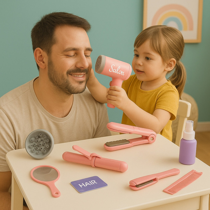 Jouet Air Fryer Sonore et Lumineux, 4 Boutons de Cuisson, Aliments qui Changent de Couleur, À Piles, Dès 3 Ans