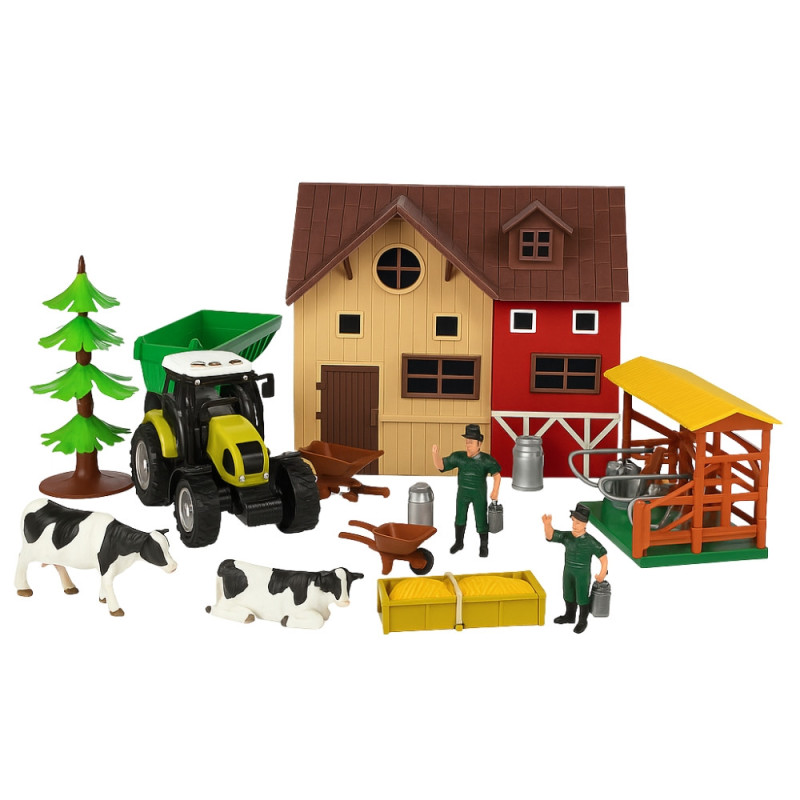 Jouet Mon Coffret de la Ferme 12 Pièces avec Ferme, Fermier, Vaches et Tracteur Sonore et Lumineux, Piles Incluses, Dès 3 Ans