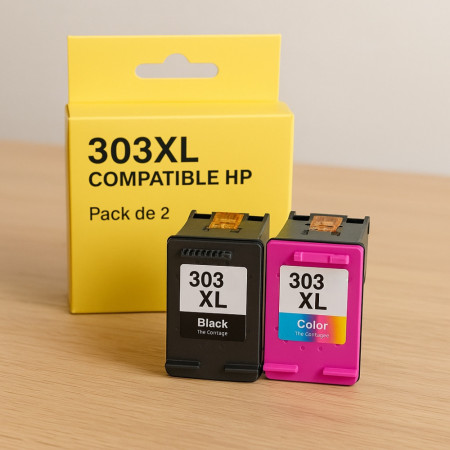 Pack de Cartouches Compatibles HP 303XL pour Imprimantes Envy Inspire 7220e à 7925e & Envy Photo 6220 à 7858 & Tango 100, X