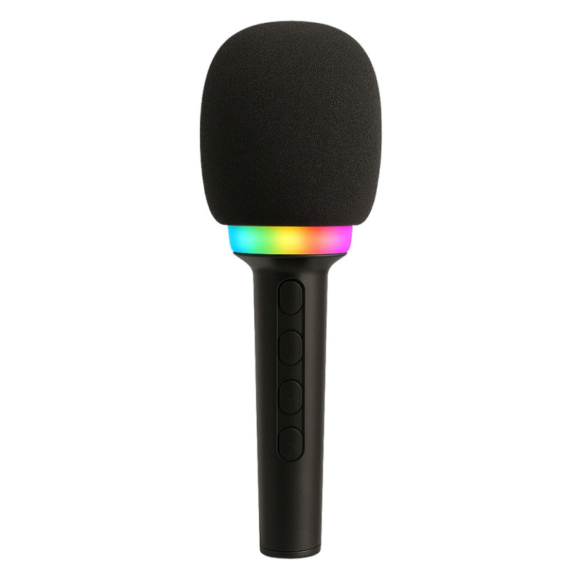 Micro-Enceinte Karaoké Bluetooth 3W avec Lumières LED RGB, Effets Vocaux Magiques et Batterie Rechargeable