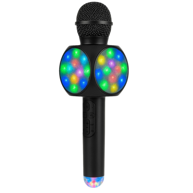 Micro-Enceinte Karaoké Bluetooth 3W avec Lumières LED et Boule Disco USB, Effets Vocaux Magiques et Batterie Rechargeable