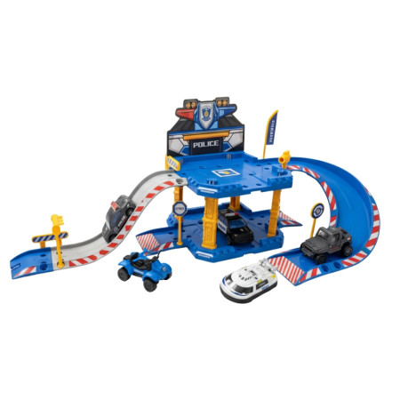Garage de Police-Pompier 40 pcs à Assembler – Avec 1 Voiture, Rampe, Accessoires et Autocollants, Jeu de Construction et Créatif