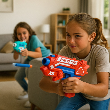 Pack de 2 Pistolets à Fléchettes Mousse avec Cibles et 20 Recharges – Jeu de Tir Amusant et Sûr pour Enfants et Famille