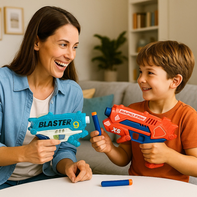 Pack de 2 Pistolets à Fléchettes Mousse avec Cibles et 20 Recharges – Jeu de Tir Amusant et Sûr pour Enfants et Famille