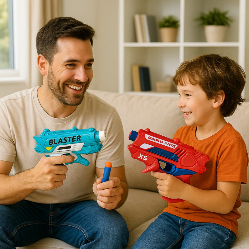 Pack de 2 Pistolets à Fléchettes Mousse avec Cibles et 20 Recharges – Jeu de Tir Amusant et Sûr pour Enfants et Famille