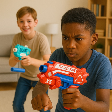 Pack de 2 Pistolets à Fléchettes Mousse avec Cibles et 20 Recharges – Jeu de Tir Amusant et Sûr pour Enfants et Famille
