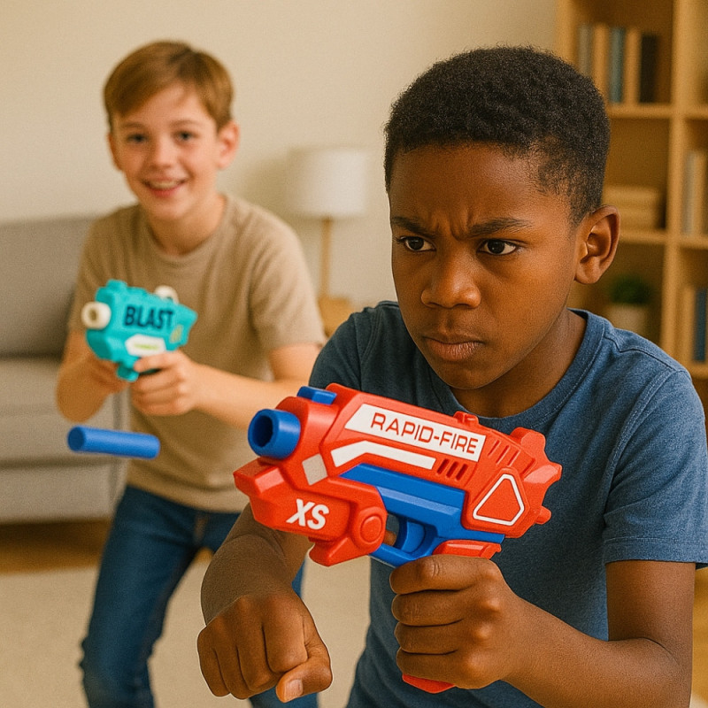 Pack de 2 Pistolets à Fléchettes Mousse avec Cibles et 20 Recharges – Jeu de Tir Amusant et Sûr pour Enfants et Famille