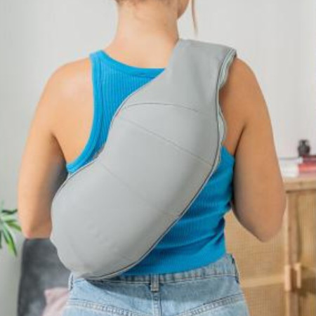 Masseur Shiatsu Rechargeable Fonction Chaleur, 2 Têtes Rotatives Bidirectionnelles, 3 Vitesses, pour Cou, Dos, Lombaires