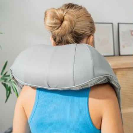 Masseur Shiatsu Rechargeable Fonction Chaleur, 2 Têtes Rotatives Bidirectionnelles, 3 Vitesses, pour Cou, Dos, Lombaires