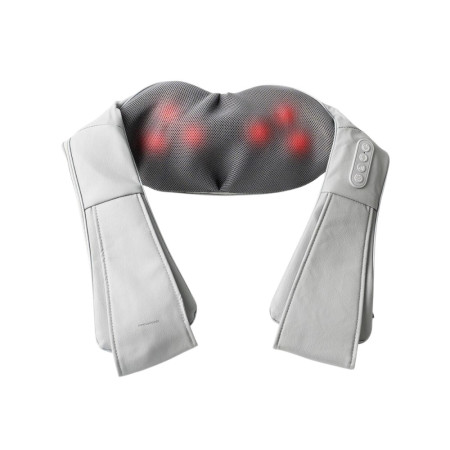 Masseur Shiatsu Rechargeable Fonction Chaleur, 2 Têtes Rotatives Bidirectionnelles, 3 Vitesses, pour Cou, Dos, Lombaires