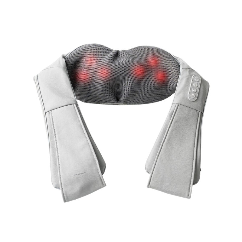 Masseur Shiatsu Rechargeable Fonction Chaleur, 2 Têtes Rotatives Bidirectionnelles, 3 Vitesses, pour Cou, Dos, Lombaires
