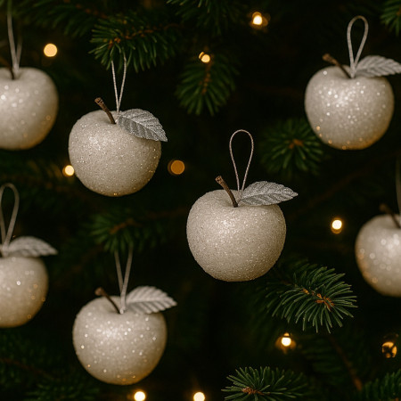 Pack de 18 Pommes Neige à Suspendre – Décorations de Noël Éblouissantes pour Sapin