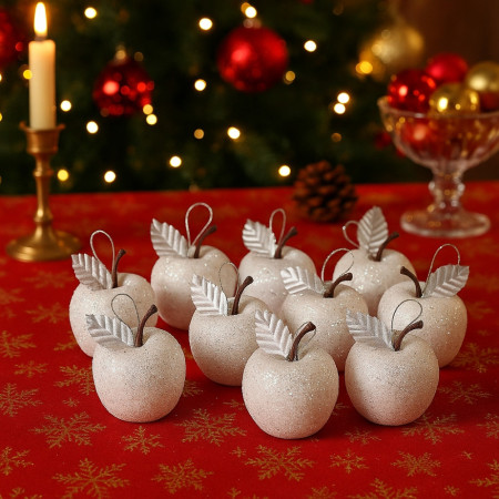 Pack de 18 Pommes Neige à Suspendre – Décorations de Noël Éblouissantes pour Sapin