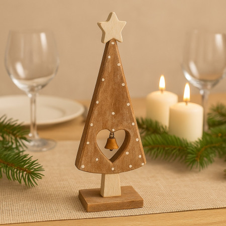 Pack de 4 Bougeoirs en Bois Noël 10cm – Décorations de Table Festives, Formes Aléatoires, Centre de Table Naturel