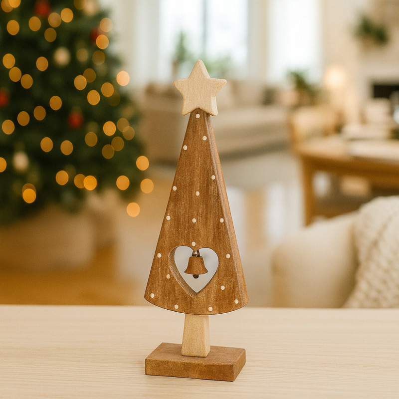 Pack de 4 Bougeoirs en Bois Noël 10cm – Décorations de Table Festives, Formes Aléatoires, Centre de Table Naturel