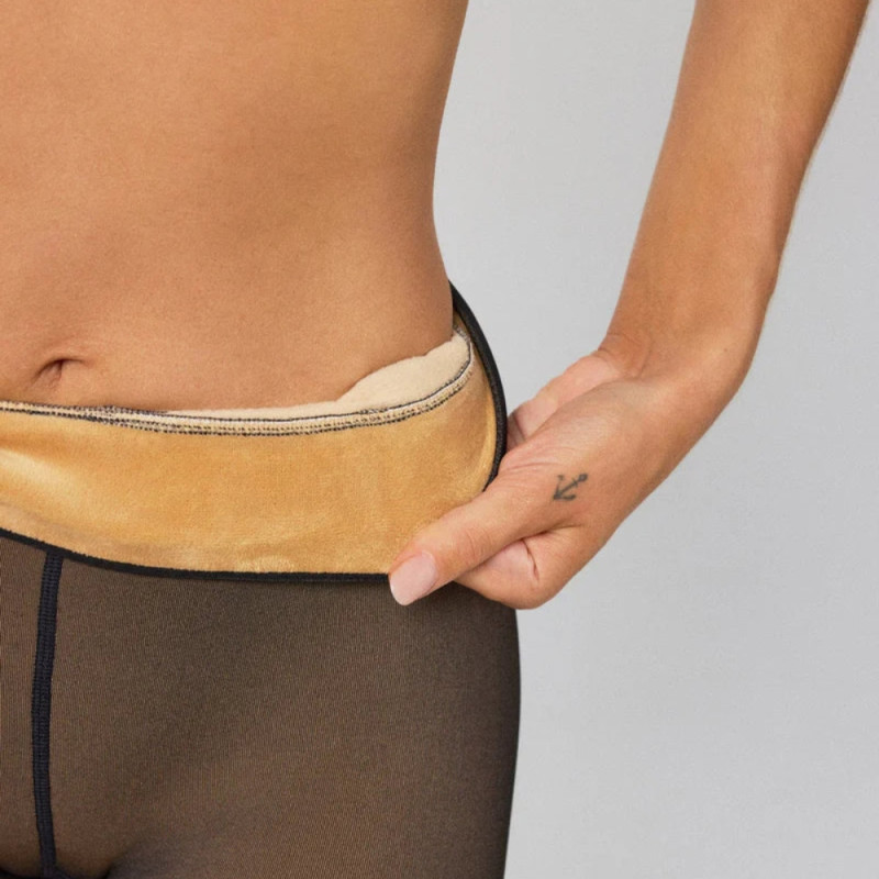 Collants Thermiques Doublure Polaire Effet Peau à Motifs Petits Pois – Chaleur et Confort Hiver, Taille Unique Noir