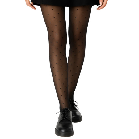 Collants Thermiques Doublure Polaire Effet Peau à Motifs Petits Pois – Chaleur et Confort Hiver, Taille Unique Noir