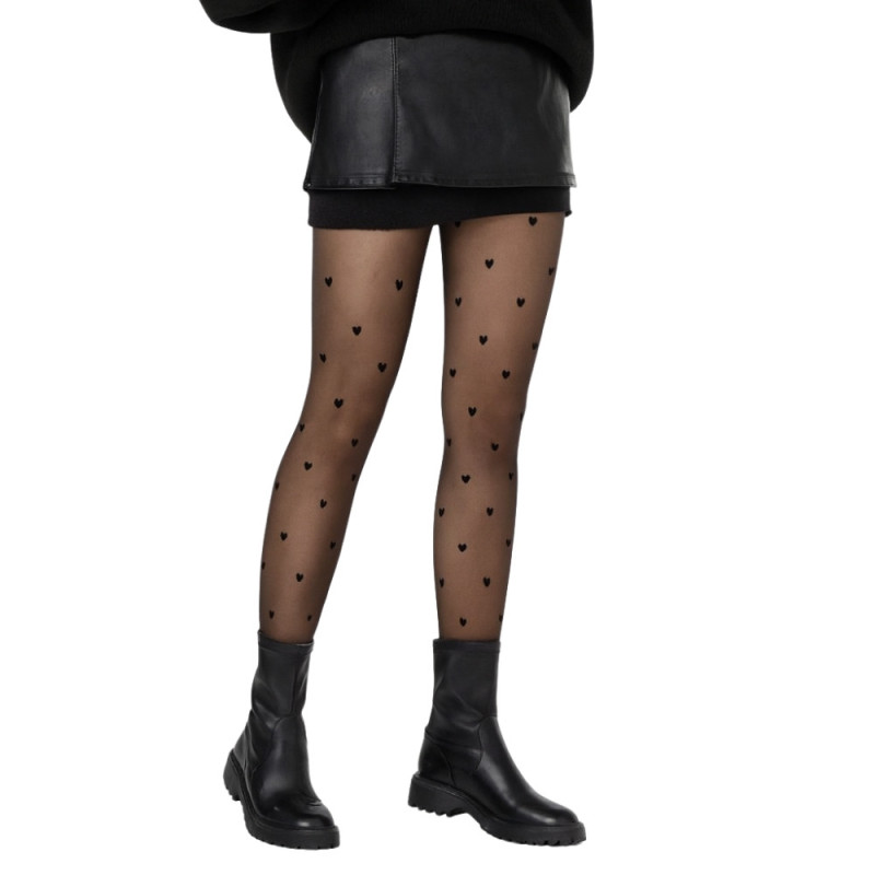 Collants Thermiques Doublure Polaire Effet Peau à Motifs Petits Coeurs – Chaleur et Confort Hiver, Taille Unique Noir (34 à 40)