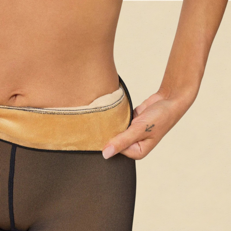 Collants Thermiques Doublure Polaire Effet Peau à Motifs Petits Coeurs – Chaleur et Confort Hiver, Taille Unique Noir (34 à 40)