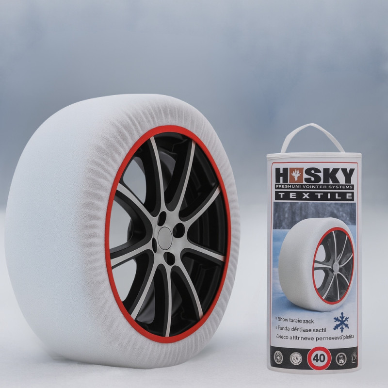 Paire de Chaussettes à Neige HUSKY Pneus Taille L – Adhérence Neige et Verglas, Compatibles ABS, Lavables à 30º