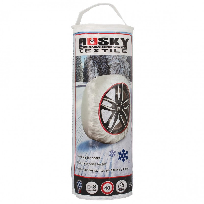 Paire de Chaussettes à Neige HUSKY Pneus Taille XL – Adhérence Neige et Verglas, Compatibles ABS, Lavables à 30º