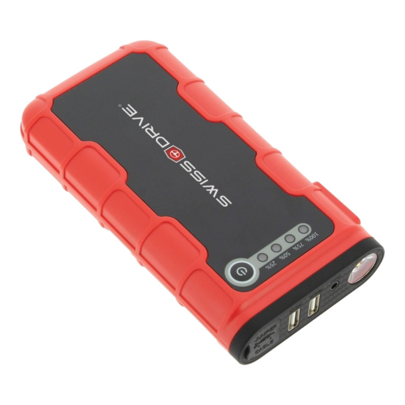 Booster de Démarrage Lithium SWISS DRIVE 12000mAh – 12V, 400A, Pour Moteurs Essence 4L et Diesel 2L, Powerbank USB, Torche LED