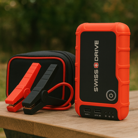 Booster de Démarrage Lithium SWISS DRIVE 18000mAh – 12V, 800A, Moteurs Essence 7L et Diesel 3.5L, Powerbank USB, Ports 12V & 19V