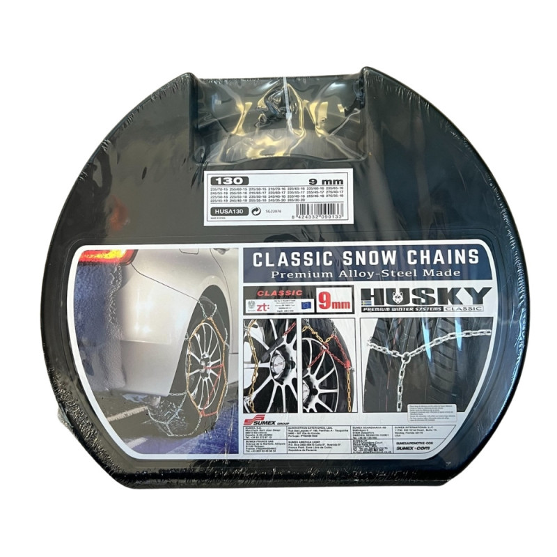 Chaînes Neige HUSKY Advance 9mm KN130 – Acier Renforcé, Motif en D, Compatibles ABS, Montage Facile, Certifiées EN16662-1