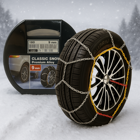 Chaînes Neige HUSKY Advance 9mm KN130 – Acier Renforcé, Motif en D, Compatibles ABS, Montage Facile, Certifiées EN16662-1