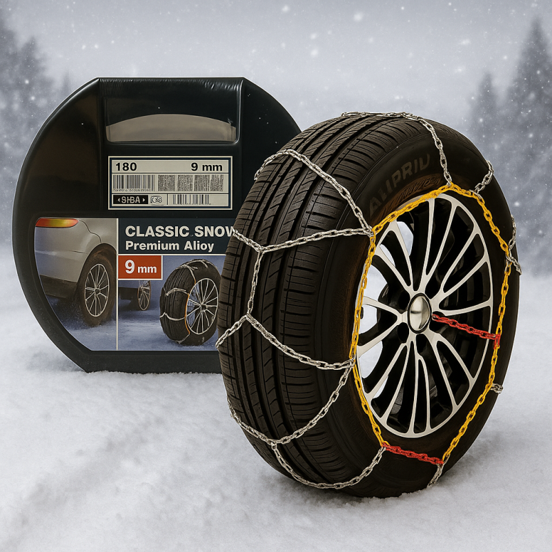 Chaînes Neige HUSKY Advance 9mm KN130 – Acier Renforcé, Motif en D, Compatibles ABS, Montage Facile, Certifiées EN16662-1