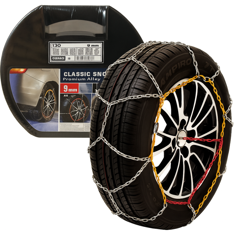 Chaînes Neige HUSKY Advance 9mm KN130 – Acier Renforcé, Motif en D, Compatibles ABS, Montage Facile, Certifiées EN16662-1