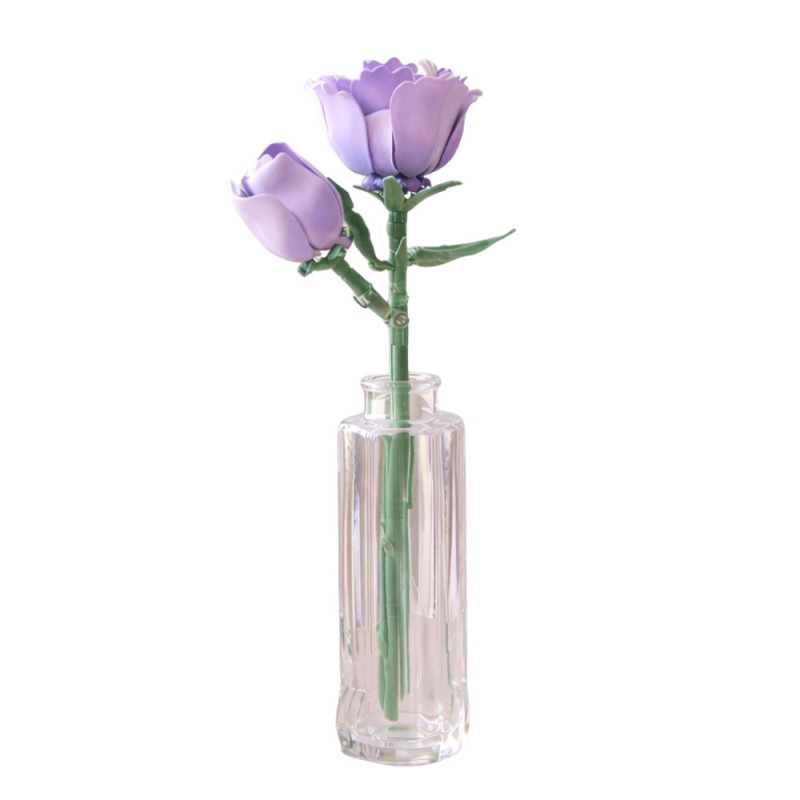 Rose Mauve Décorative à Construire en Briques – Fleur DIY 48 Pièces, Décoration Intérieure Originale à Exposer