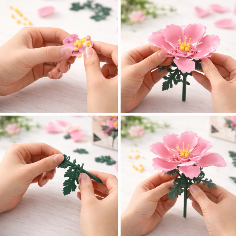 Pivoine Décorative à Construire en Briques – Fleur DIY 74 Pièces, Décoration Intérieure Originale à Exposer