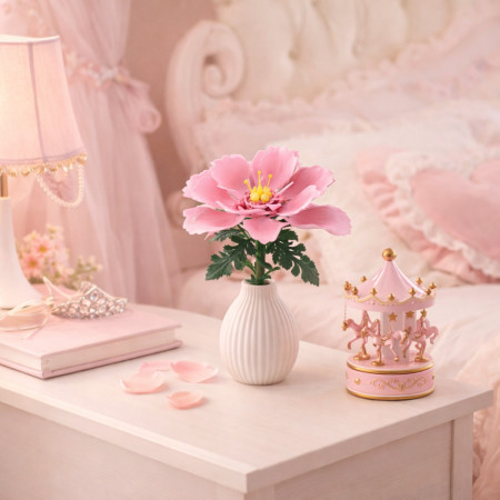 Pivoine Décorative à Construire en Briques – Fleur DIY 74 Pièces, Décoration Intérieure Originale à Exposer