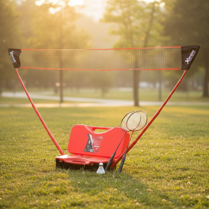 Set de Badminton Complet 2 Joueurs avec Malette de Transport - Filet 3M, 2 Raquettes Métal, 2 Volants pour Jeux Extérieur