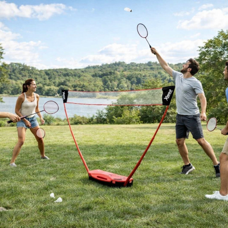 Set de Badminton Complet 2 Joueurs avec Malette de Transport - Filet 3M, 2 Raquettes Métal, 2 Volants pour Jeux Extérieur