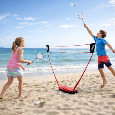 Set de Badminton Complet 2 Joueurs avec Malette de Transport - Filet 3M, 2 Raquettes Métal, 2 Volants pour Jeux Extérieur