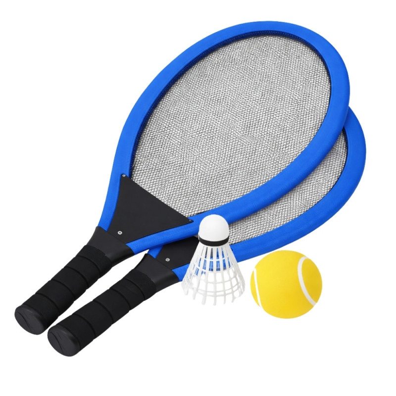 Set de Tennis Géant XL – 2 Raquettes 55 cm, Volant et Balle Souple, Couleurs Aléatoires, Jeu d’Extérieur Enfants et Famille