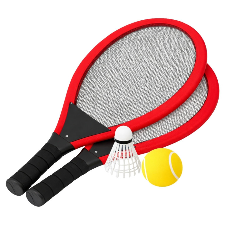 Set de Tennis Géant XL – 2 Raquettes 55 cm, Volant et Balle Souple, Couleurs Aléatoires, Jeu d’Extérieur Enfants et Famille