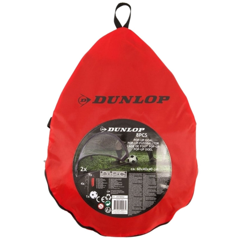 Lot de 2 Cages de Foot Pop-Up avec Sac de Transport – Mini Ballon & Pompe à Main Inclus, 4 Piquets - 60x40x40cm