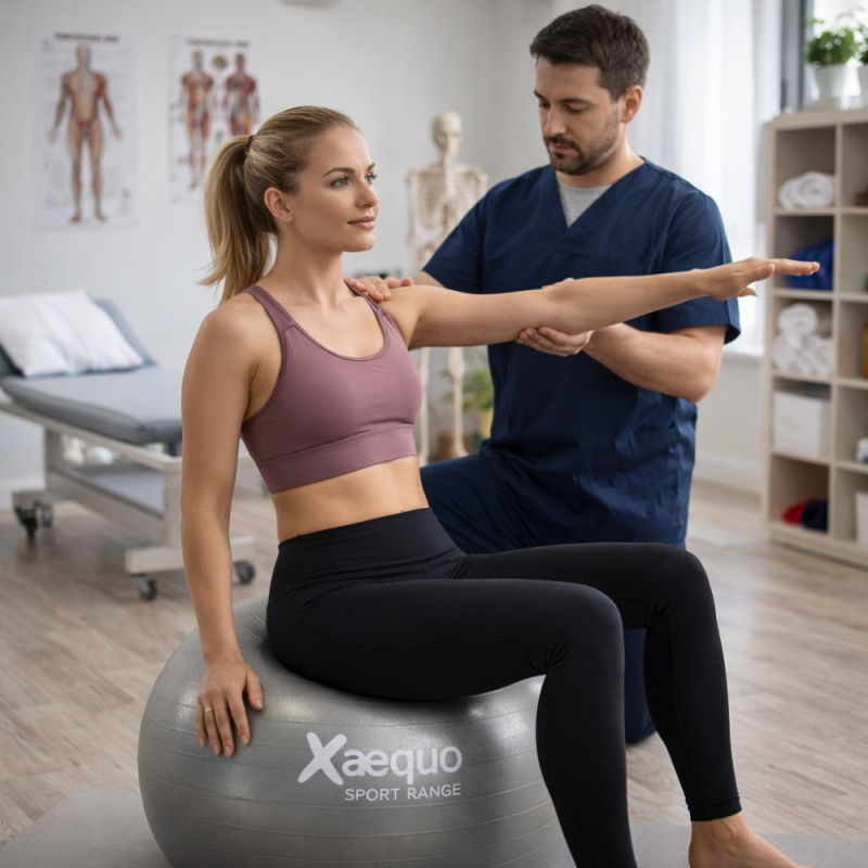 Ballon de Yoga et Pilates 56 cm en PVC – Couleur Aléatoire – Charge Max 150 kg – Fitness, Gainage, Rééducation et Étirements