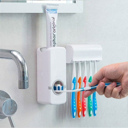 Distributeur de Dentifrice avec Porte Brosse à Dents