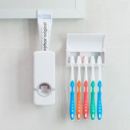 Distributeur de Dentifrice avec Porte Brosse à Dents