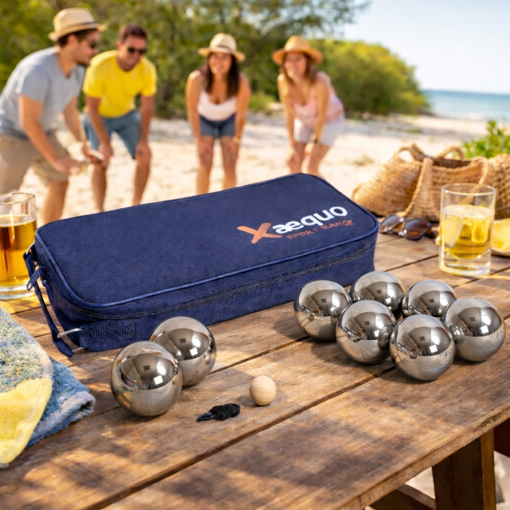 Jeu de Pétanque en Métal – 8 Boules avec Housse de Transport, Cochonnet et Cordon de Mesure – Loisirs Extérieur