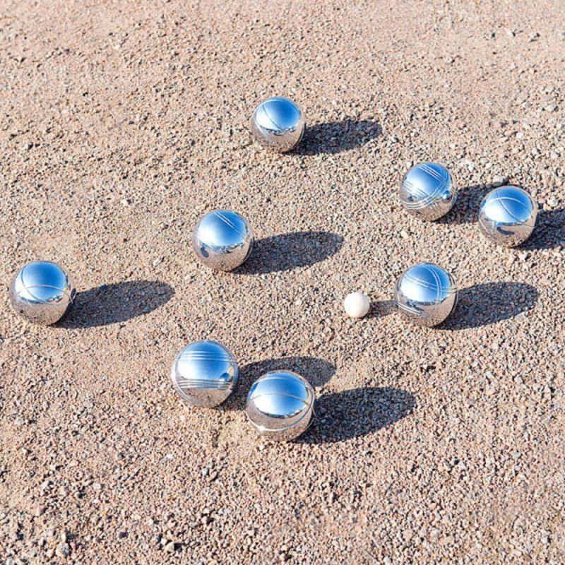 Jeu de Pétanque en Métal – 8 Boules avec Housse de Transport, Cochonnet et Cordon de Mesure – Loisirs Extérieur