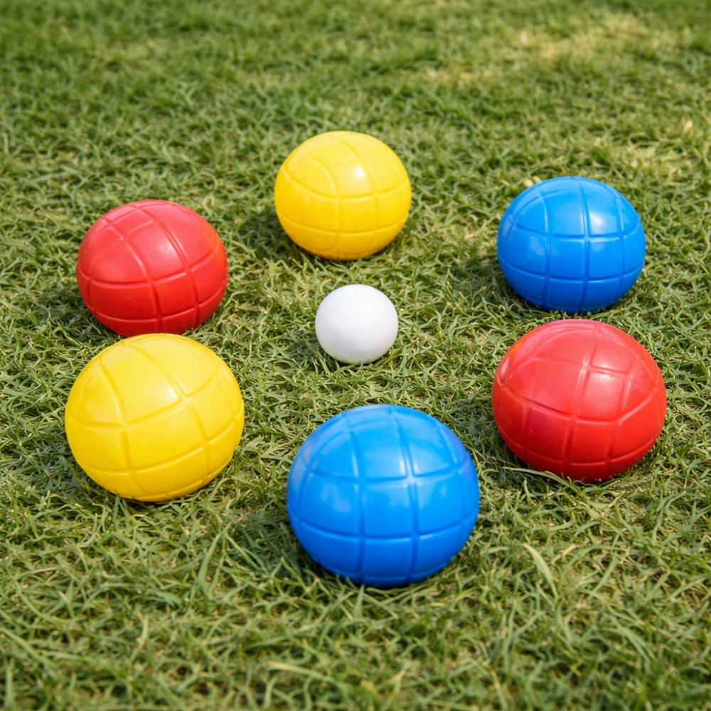 Set de 6 Boules de Pétanque Enfants Colorées – Avec Cochonnet et Boîte de Rangement Noire – Jeu d’Extérieur Ludique